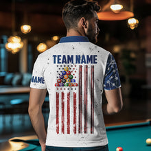 Load image into Gallery viewer, White Grunge USA Flag Patriotic Billiard Shirts For Men Custom American Flag Billiard Team Jerseys TDM3451