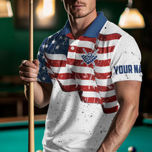 Load image into Gallery viewer, White Grunge USA Flag Patriotic Billiard Shirts For Men Custom American Flag Billiard Team Jerseys TDM3451