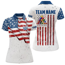 Load image into Gallery viewer, White Grunge USA Flag Patriotic Billiard Shirts For Women Custom American Flag Billiard Team Jerseys TDM3451