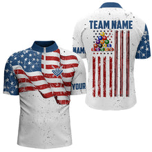 Load image into Gallery viewer, White Grunge USA Flag Patriotic Billiard Shirts For Men Custom American Flag Billiard Team Jerseys TDM3451