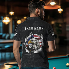 Load image into Gallery viewer, Personalized 8 Ball Pool Eagle US Flag Billiard Shirts For Men Custom Black Grunge Billiard Jerseys TDM3762