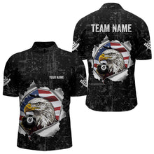Load image into Gallery viewer, Personalized 8 Ball Pool Eagle US Flag Billiard Shirts For Men Custom Black Grunge Billiard Jerseys TDM3762