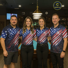 Load image into Gallery viewer, American Flag Fire 8 Ball Pool Billiard Shirt For Women Custom Billiard Team Jersey Polo &amp; 1/4 Zip TDM6124