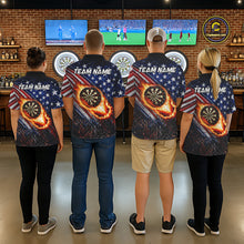Load image into Gallery viewer, American Flag Fire Flame Darts Shirt For Women Custom Patriotic Darts Jersey Team Polo &amp; 1/4 Zip TDM6125