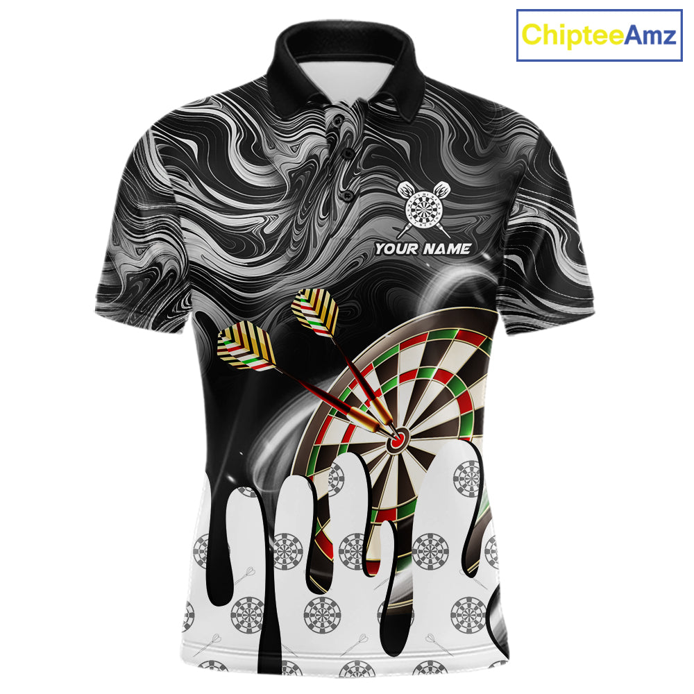 lack marble swirl darts polo shirt for men with custom darts team graphics.