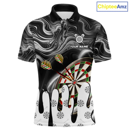 lack marble swirl darts polo shirt for men with custom darts team graphics.
