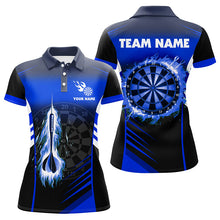 Load image into Gallery viewer, Personalized Darts Fire Arrow Women Dart Polo Shirts Custom Flame Dart Shirt Darts Jersey | Blue TDM2276