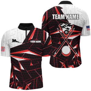 Best Billiard Jerseys For Men Custom Polo & 1/4 Zip Shirts, Billiard Tournament Team Shirts | Red TDM2545