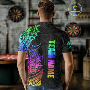 Personalized Rainbow Tribal Darts Polo & Quarter Zip Custom Darts Shirt For Men Darts Team Jersey TDM4827