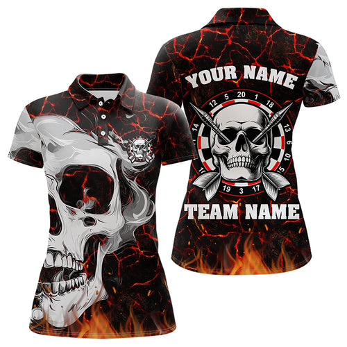 Personalized Red Fiery Crack Skull Dart Shirts Custom Scary Dart Shirts For Women Dart Jerseys TDM3267