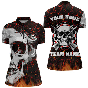 Personalized Red Fiery Crack Skull Dart Shirts Custom Scary Dart Shirts For Women Dart Jerseys TDM3267