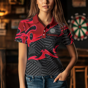 Personalized Black And Red Darts Polo & Quarter Zip Custom Dart Shirts For Women Darts Team Jerseys TDM3459