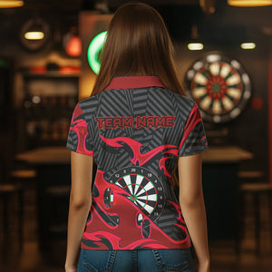 Personalized Black And Red Darts Polo & Quarter Zip Custom Dart Shirts For Women Darts Team Jerseys TDM3459