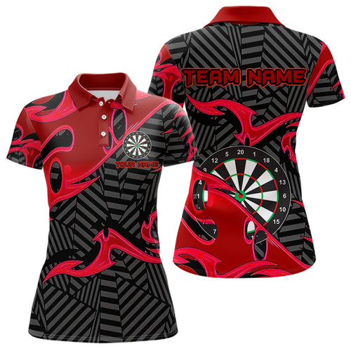 Personalized Black And Red Darts Polo & Quarter Zip Custom Dart Shirts For Women Darts Team Jerseys TDM3459