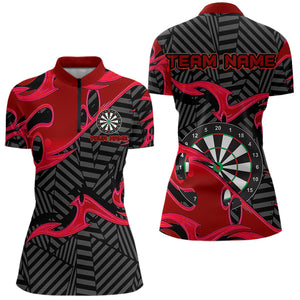 Personalized Black And Red Darts Polo & Quarter Zip Custom Dart Shirts For Women Darts Team Jerseys TDM3459