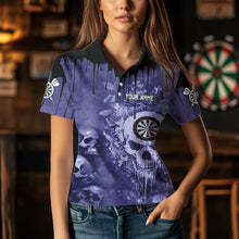 Load image into Gallery viewer, Custom Purple Gothic Skull Darts Shirts For Women, Personalized Cool Darts Team Jerseys Outfit TDM3463