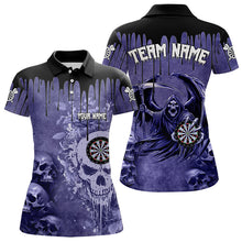 Load image into Gallery viewer, Custom Purple Gothic Skull Darts Shirts For Women, Personalized Cool Darts Team Jerseys Outfit TDM3463