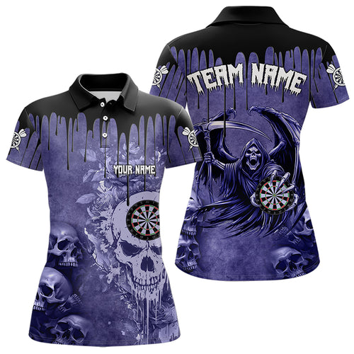 Custom Purple Gothic Skull Darts Shirts For Women, Personalized Cool Darts Team Jerseys Outfit TDM3463