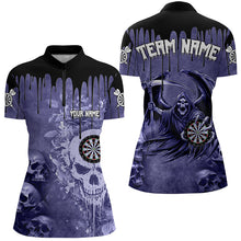 Load image into Gallery viewer, Custom Purple Gothic Skull Darts Shirts For Women, Personalized Cool Darts Team Jerseys Outfit TDM3463