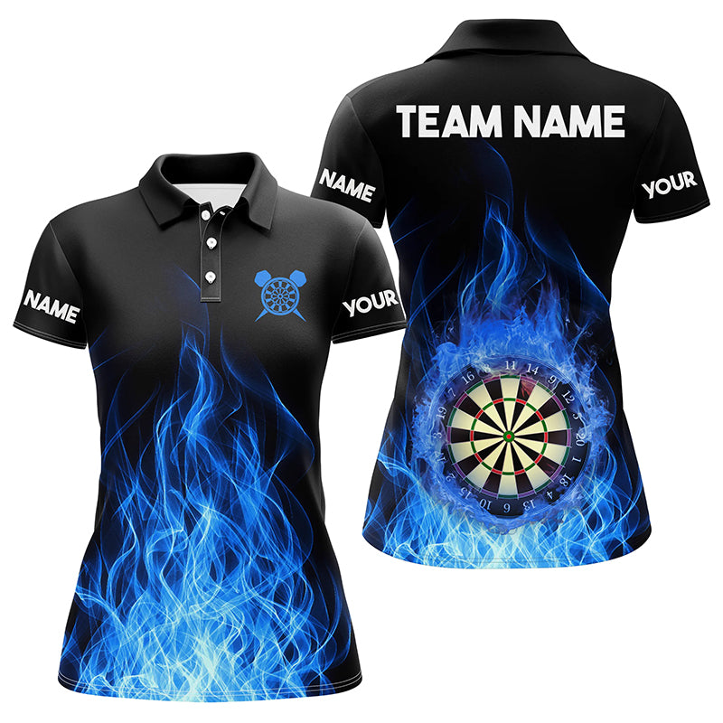 Blue Fire Flame 3D Dartboard Women Darts Polo Shirts Custom Darts Shirts For Team Dart Jerseys TDM1281