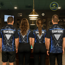 Load image into Gallery viewer, Black And Blue 8 Ball Pool Billiard Shirt For Women Custom Camo Billiard Team Jersey Polo &amp; 1/4 Zip TDM6567