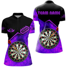 Load image into Gallery viewer, Personalized Darts Fire Flame 3D Printed Women Darts Shirts Custom Darts Board Jerseys Attire |Purple TDM1861