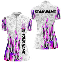 Load image into Gallery viewer, Fire Flame Purple 8 Ball Pattern Custom Billiard Shirts For Women, Best 8 Ball Pool Jerseys Apparel TDM2287