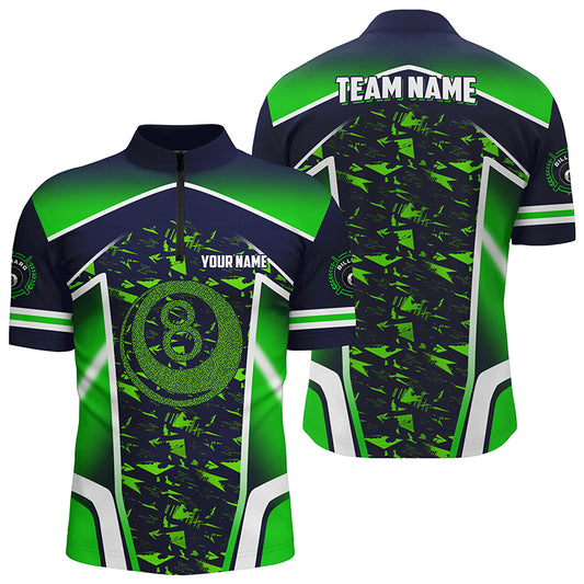 Customized 8 Ball Billiard Abstract Green 3D Men Quarter-Zip Shirts Best Billiard Uniform TDM0399
