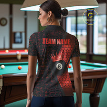 Load image into Gallery viewer, Personalized Red 8 Ball Pool Crown Hexagon Billiard Shirt For Women, Billiard League Team Jersey TDM5047