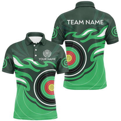 Personalized Green Archery Target Flame Men Polo & 1/4 Zip Shirts, Archery Shirts For Team Jerseys TDM3035