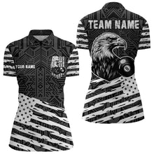 Load image into Gallery viewer, Personalized Black White US Flag Eagle Billiard Shirt For Women Custom Patriotic Billiard Pool Jersey TDM3273