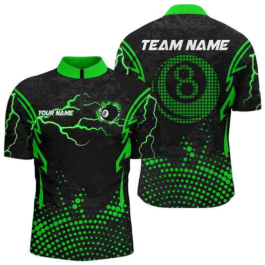 Personalized Green 8 Ball Point Billiard Men Quarter-Zip Shirts Billiards Apparel Clothing TDM0948