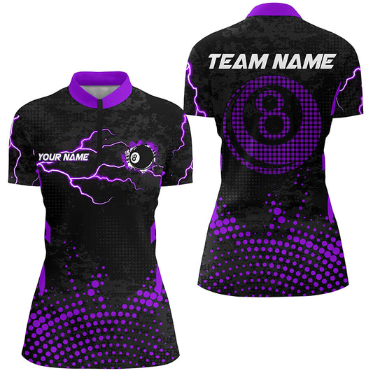 Personalized Purple 8 Ball Point Billiard Women Quarter-Zip Shirt Billiards Apparel Clothing TDM0949
