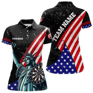 Personalized The Statue Of Liberty Black Darts Shirts For Women Custom Us Flag Patriotic Darts Jersey TDM3466