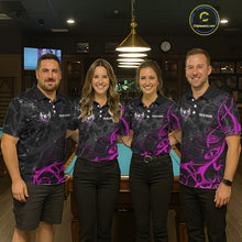 Load image into Gallery viewer, Black And Purple 8 Ball Wings Billiard Shirt For Women Custom Tribal Pool Jersey Team Polo &amp; 1/4 Zip TDM5774