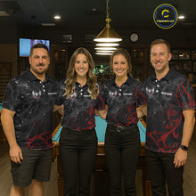 Load image into Gallery viewer, Black And Red 8 Ball Wings Billiard Shirt For Women Custom Tribal Pool Jersey Team Polo &amp; 1/4 Zip TDM5776