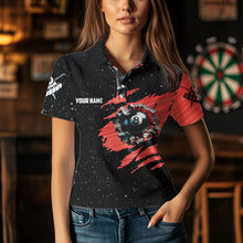 Load image into Gallery viewer, Customized Grunge American Flag 8 Ball Pool Women Billiard Polo Shirts, Pool Player Shirts |Red TDM1114