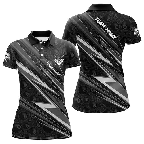 Personalized Name White And Black Billiard Jerseys For Women Best Custom Pool Team Polo Shirts TDM1290