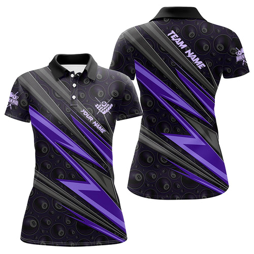 Personalized Name Purple Billiard Jerseys For Women Best Custom Pool Team Polo Shirts TDM1291