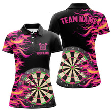 Load image into Gallery viewer, Pink Fire Flame Dart Board 3D Printed Men Darts Polo Shirts Custom Team Name Darts Jerseys Uniform TDM1294