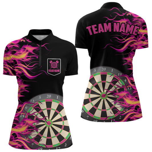 Pink Fire Flame Dart Shirt With Pocket For Men And Women Custom Dart Jerseys TDM1294