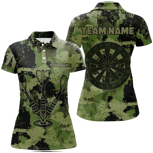 Custom Grunge Green Camo Darts Arrow Shirts For Women, Retro Darts Jerseys, Father's Day Darts Gifts TDM1660