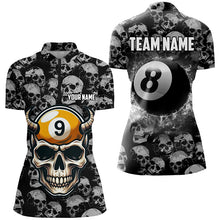 Load image into Gallery viewer, Personalized Billiard Jerseys 8 Ball &amp; 9 Ball Custom Funny Skull Pattern Billiard Shirts For Women TDM1871