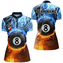 Load image into Gallery viewer, Fire And Water 8 Ball Pool Thunder Lightning Custom Women Billiard Shirts, Funny Billiard Jerseys TDM2072