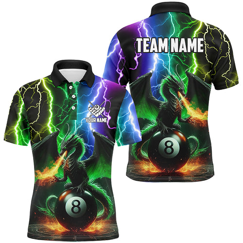 Dragon 8 Ball Pool Fire Billiard Shirts For Men Custom Colorful Thunder Lightning Billiard Jerseys TDM2075