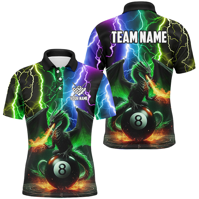 Dragon 8 Ball Pool Fire Billiard Shirts For Men Custom Colorful Thunder Lightning Billiard Jerseys TDM2075