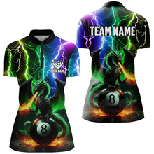 Load image into Gallery viewer, Dragon 8 Ball Pool Fire Billiard Shirts For Women Custom Colorful Thunder Lightning Billiard Jerseys TDM2075