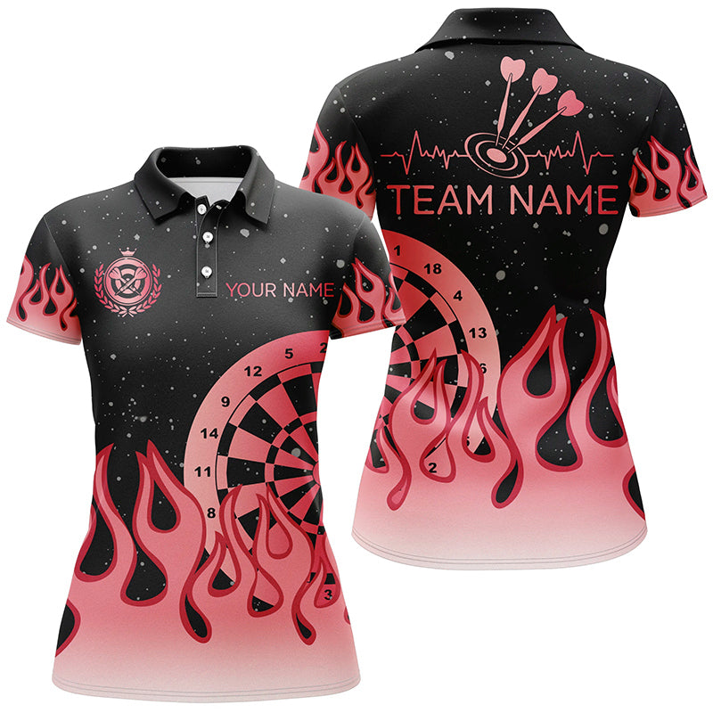 Red Dartboard Fire Flame Women Darts Polo & Quarter-Zip Shirt Custom Team Jersey Darts Gifts TDM2297
