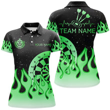 Load image into Gallery viewer, Green Dartboard Fire Flame Women Darts Polo &amp; Quarter-Zip Shirt Custom Team Jersey Darts Gifts TDM2298