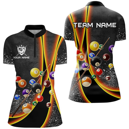 Personalized Grey Grunge Billiard Shirts For Women Custom 3D Billiard 8 Ball Pool Jerseys |Purple TDM2301